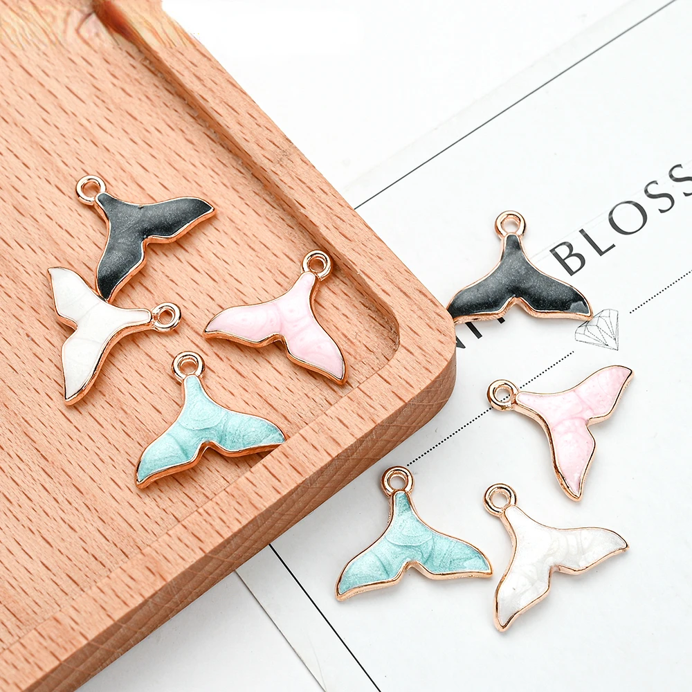 10 stücke Meerjungfrau Wal Schwanz Emaille Tropfen Öl Charms für Schmuck machen DIY Mädchen Anhänger