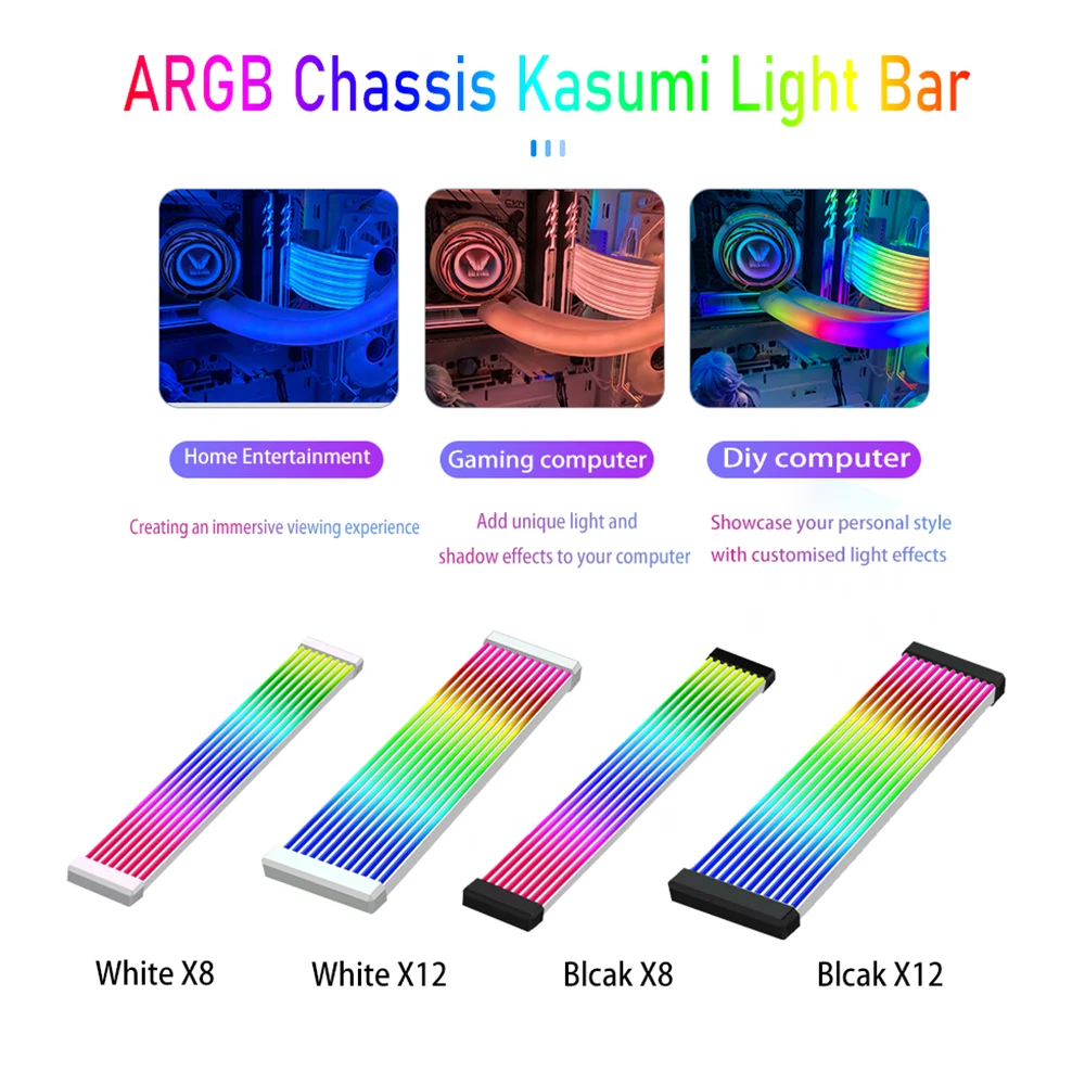 Placa de sincronización ARGB para fuentes de alimentación de PC, tarjetas gráficas GPU de 24 pines, Cables de 8 pines y chasis, Cables de neón iluminados, tiras LED RGB