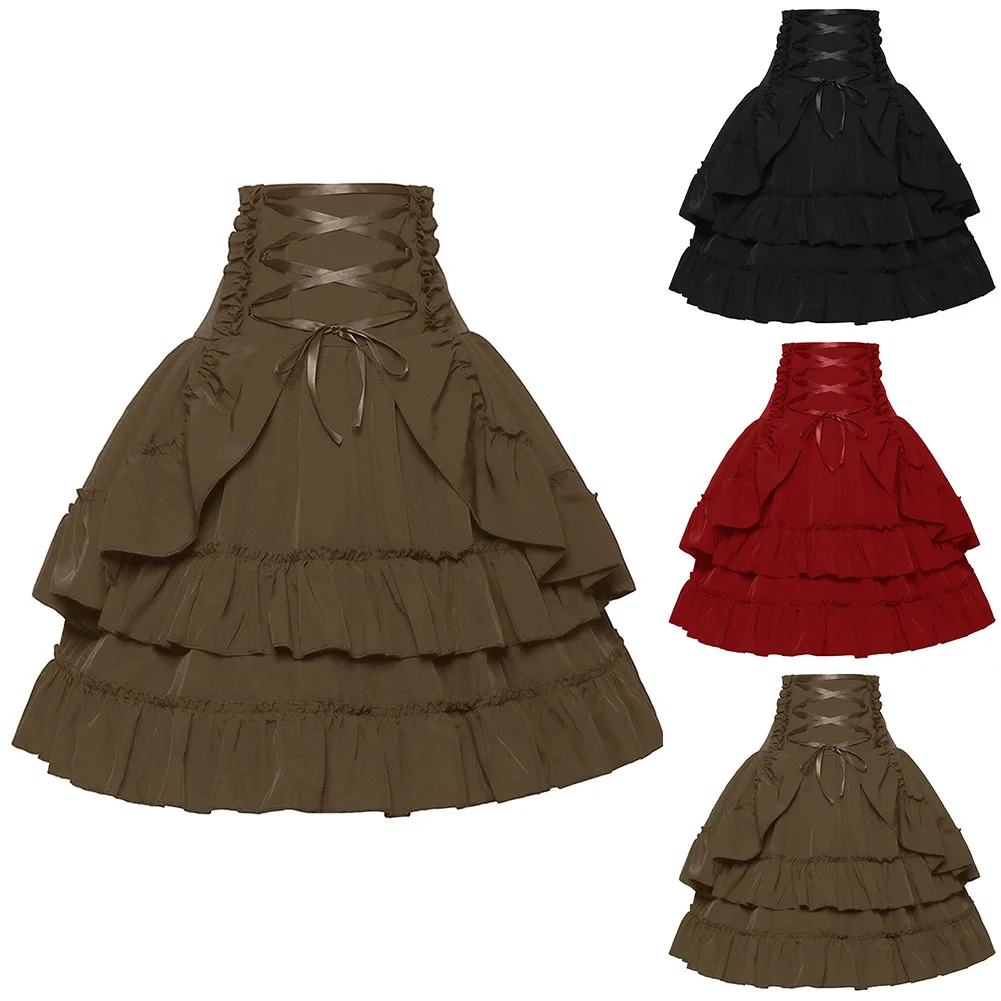 

Темная готическая панк-одежда в стиле стимпанк, наряд для электронной девушки, юбка с высокой талией длиной выше колена, повседневная женская одежда