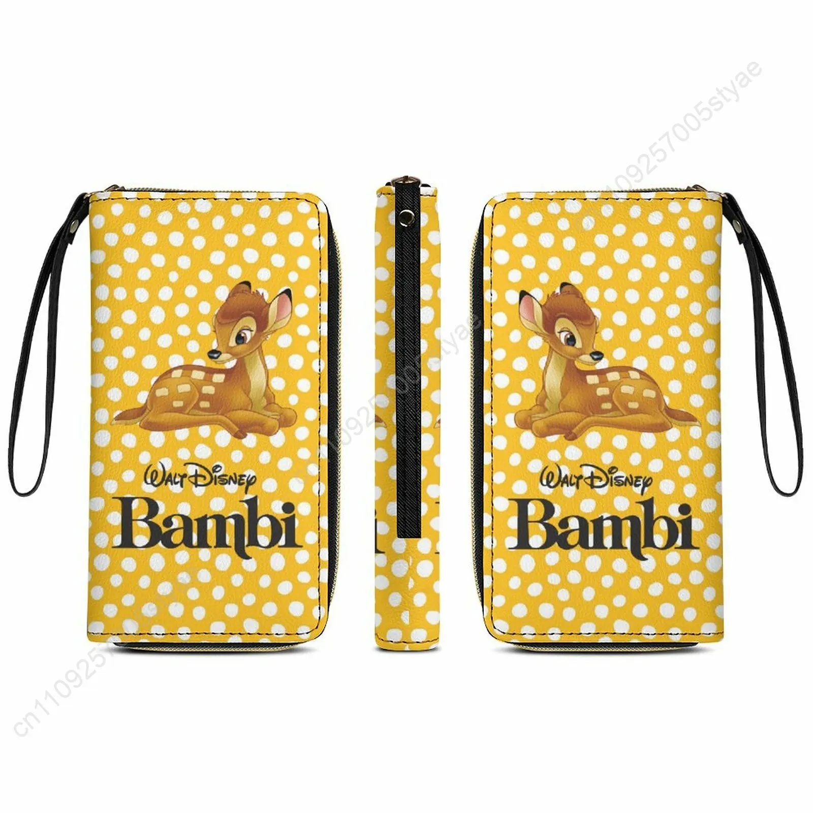 Bambi Leather Wallet Disney Licensed Customizable Personalized Design Your Pattern Portable Purse Double-sided Printing