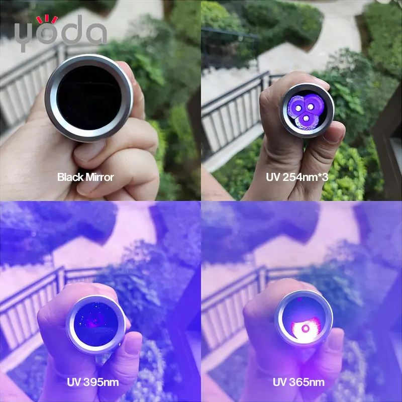 مصابيح الأشعة فوق البنفسجية ذات الموجات الطويلة والموجات القصيرة 365nm 39nm 254nm كاشف الفوسفور المعادن UVA UVC Blacklight مصباح ليد جيب مع فلتر ZWB3 #2