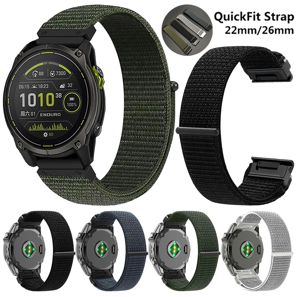 22 26 mm Nylonarmband für Garmin Enduro 3 Fenix 8 Pro 7X 7 6X 6 5X5 Forerunner 970 965 955 Instinct 3 2X Quick Fit Loop-Armband