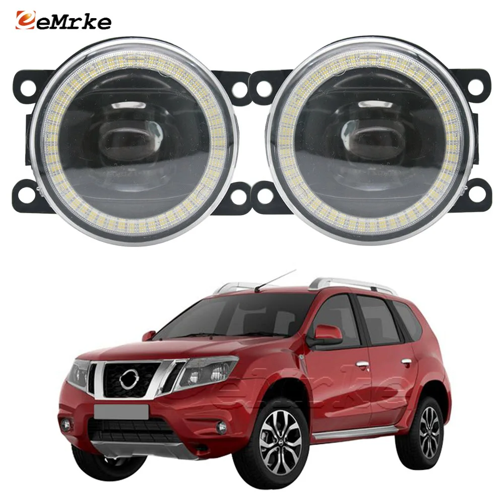 

EEMRKE for Nissan Terrano D10 2013-2020 LED Fog Lights Cut-Line Lens Angel Eye Ring Daytime Running Lamp Car Styling Driving DRL