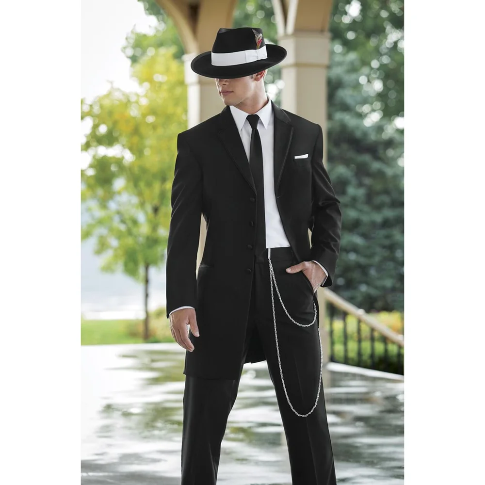 Men Suits 2 Piece Chic Notch Lapel Single Breasted Long Blazer with Pants Elegant Wedding Party Formal Daily Casual Male Suit