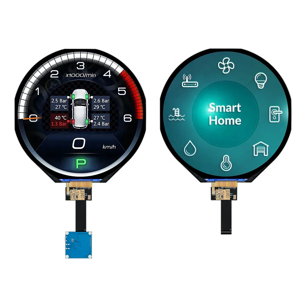 7 Inch Round IPS TFT LCD Panels 1080x1080 Resolution RGB MIPI Interface 30 Pin for Automotive Dashboard