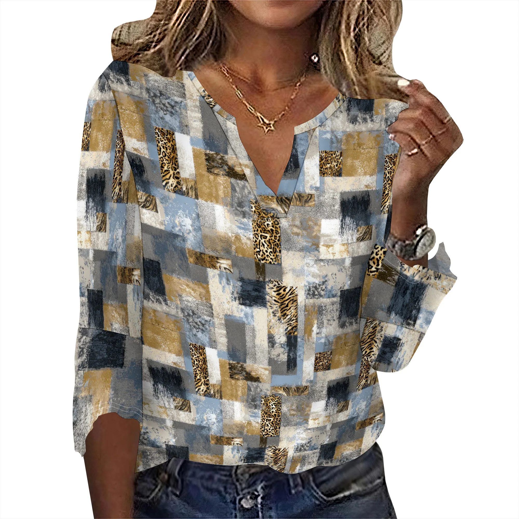

Women's 2025 Fashion Tops 3/4 Length Sleeve Business Casual Blouses Summer Tees Shirts