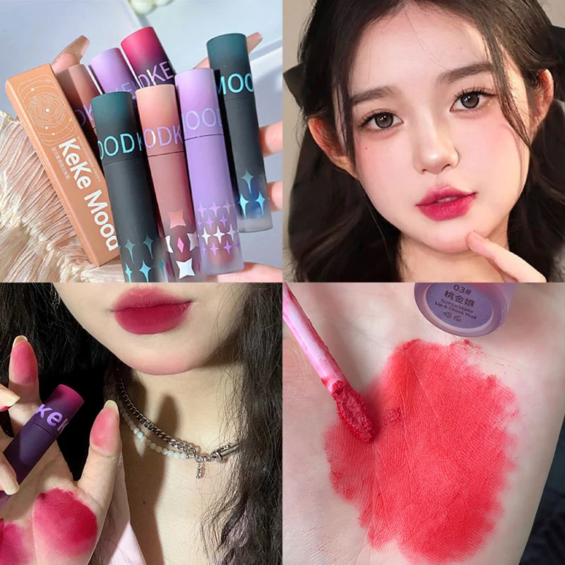Gothic Matte Black Lipstick Waterproof Lasting Mousse Lip Mud Nude Brown Lipstick Blue Punk Lip Gloss Makeup Dark Red Lips Tint