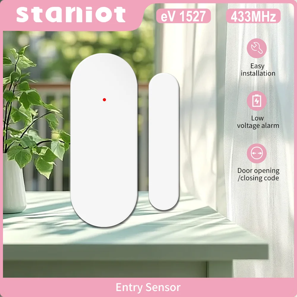 Détecteur de contact magnétique sans fil Staniot Smart 433 MHz pour portes et fenêtres, accessoires d'alarme domestique pour système d'alarme antivol