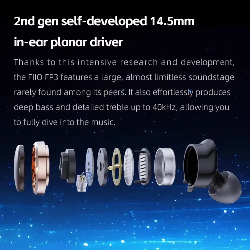FiiO FP3 HiFi 14.5 مللي متر مستو الحجاب الحاجز سائق في الأذن سماعة الخشب غطاء 0.78 مللي متر كابل لموسيقي الصوت
