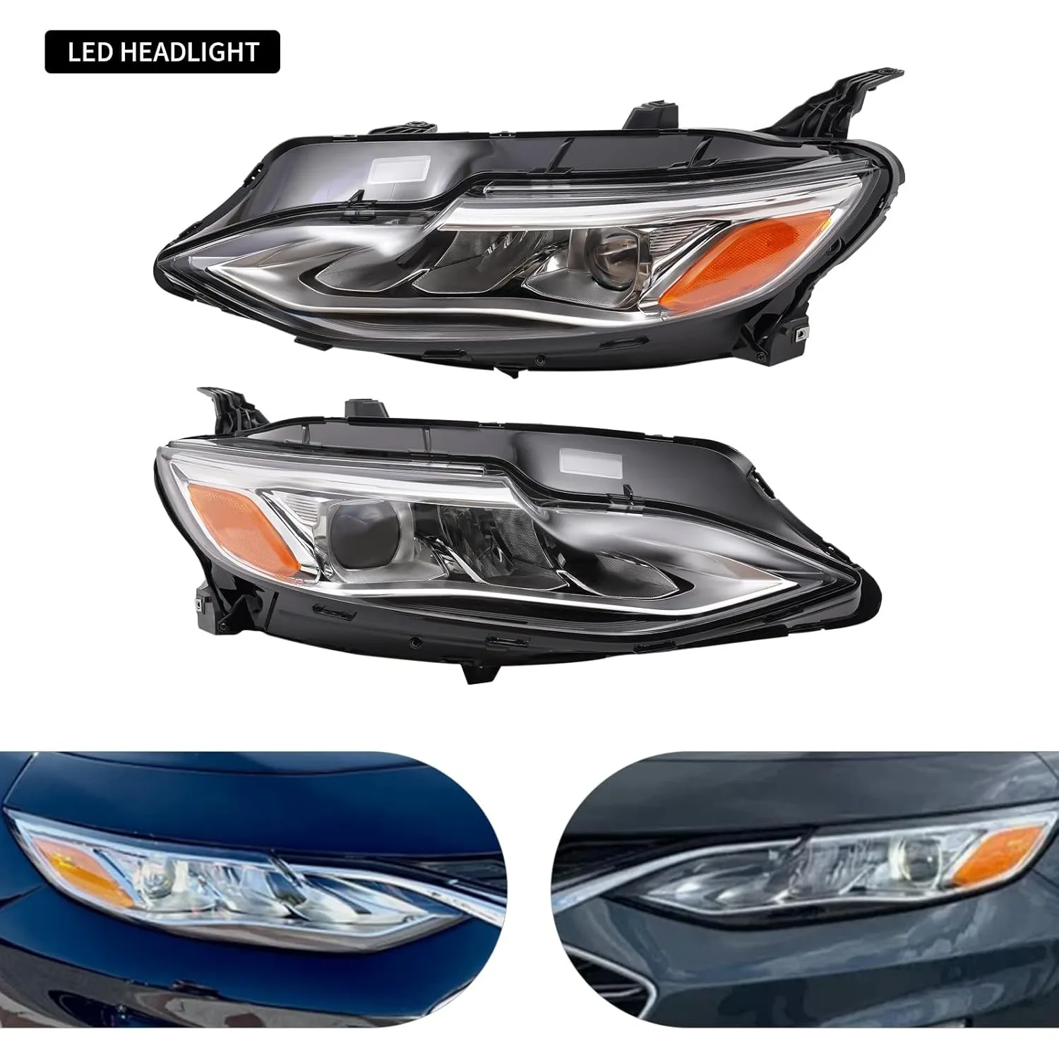 For Chevy Malibu Premier 2019 2020 2021 2022 LED Headlight Assembly Driver & Passenger Side LED Head Lights Replacement Headlamp