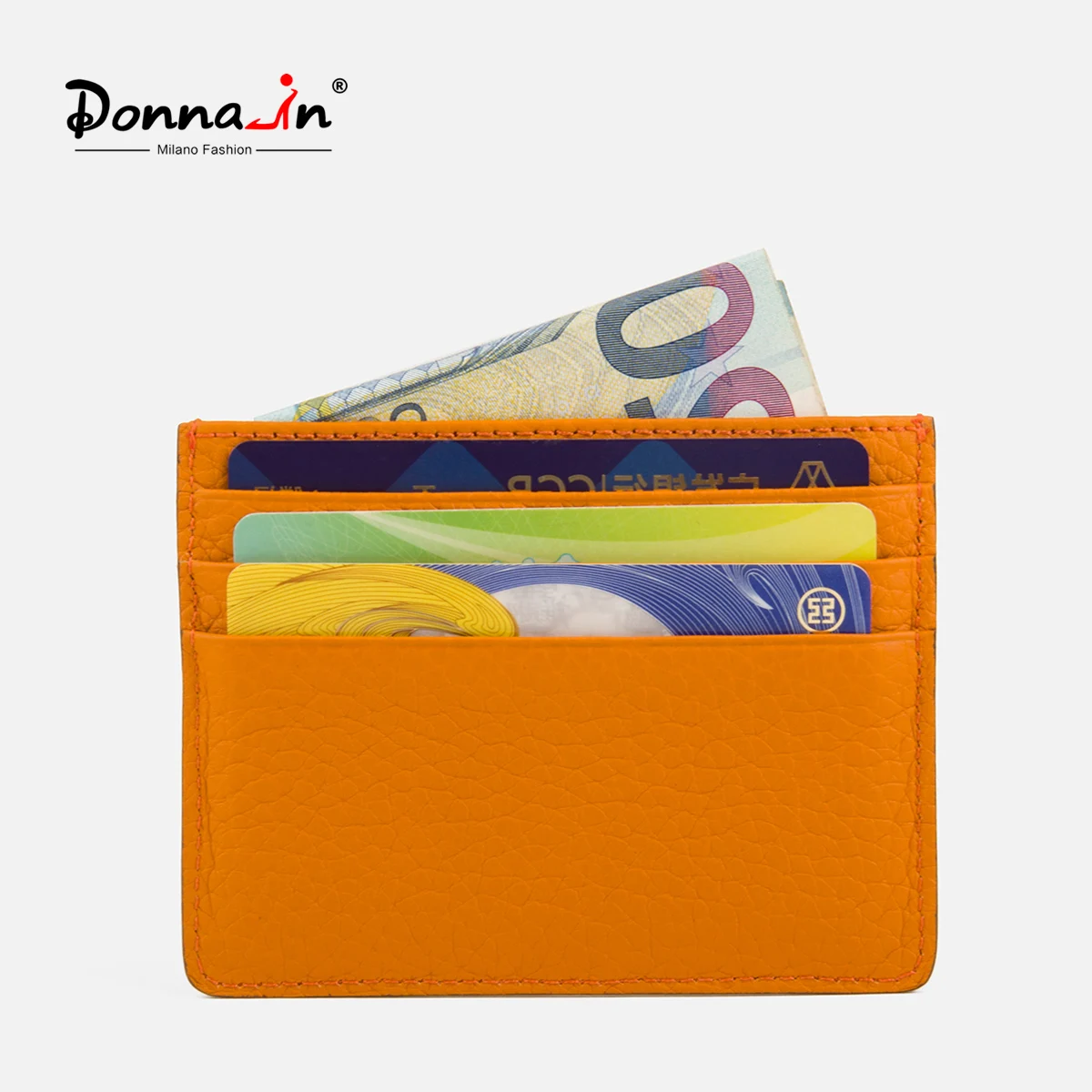 Donna-in Real Leather Bank Credit Card Holder for Woman Card Protectors Put in the Bag Genuine Leather High Quality Coin Purse