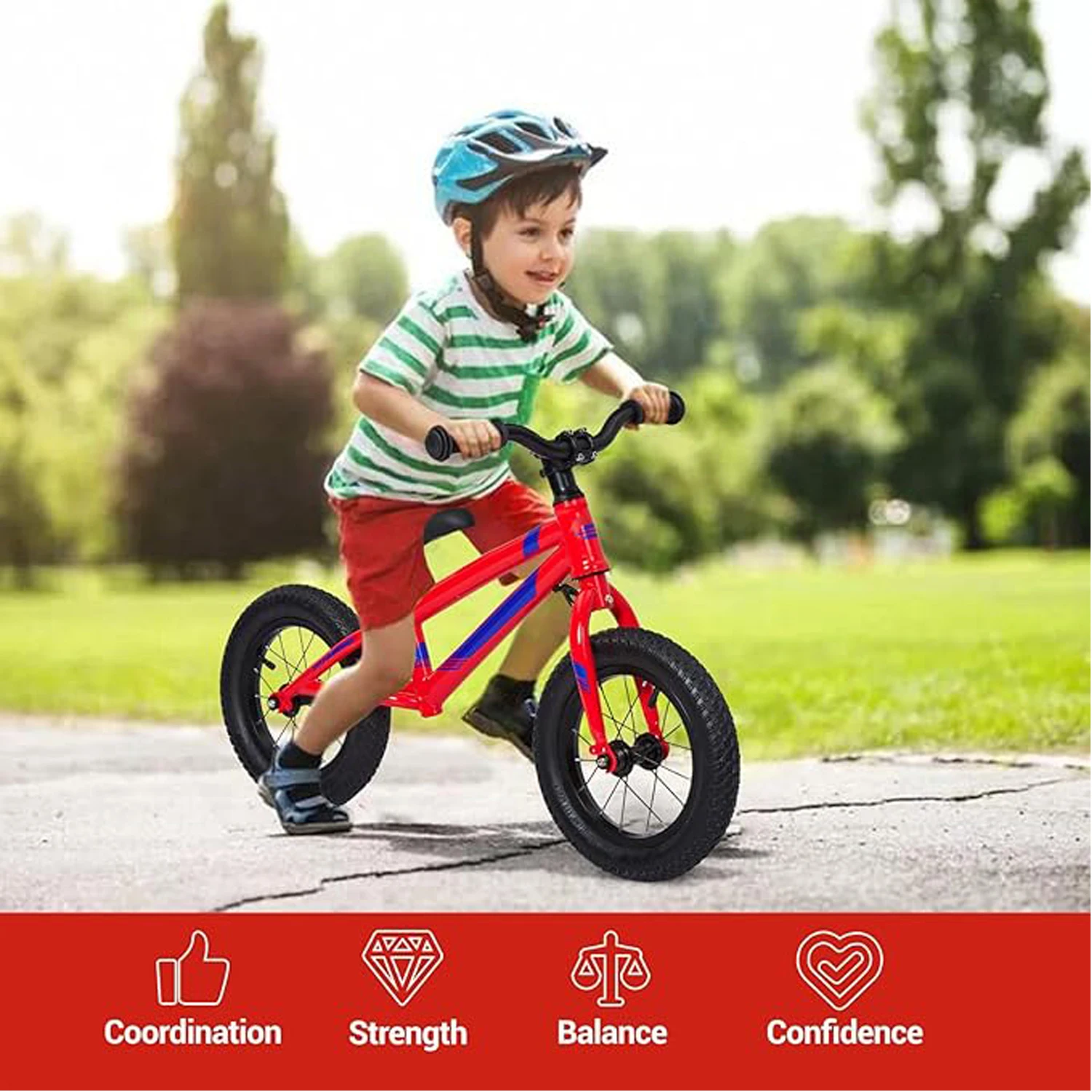 Bicicleta de equilibrio Bicicleta liviana para niños y niñas de 2, 3, 4, 5 y 6 años con manillar y asiento ajustables ﻿