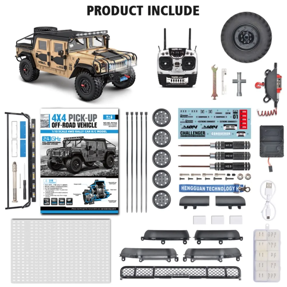 HG P415A 1/10 مقياس RC على الطرق الوعرة مركبة ترقية 4x4 البيك اب الزاحف Climbinf نموذج سيارة مع ضوء الصوت الهدايا اللعب TH21811