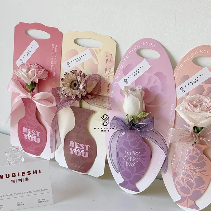 Caja de flores para el día de la madre, florero creativo con forma de ramo individual, bolso de arreglo floral, decoración para regalos de boda y Día de San Valentín, 10 Uds.