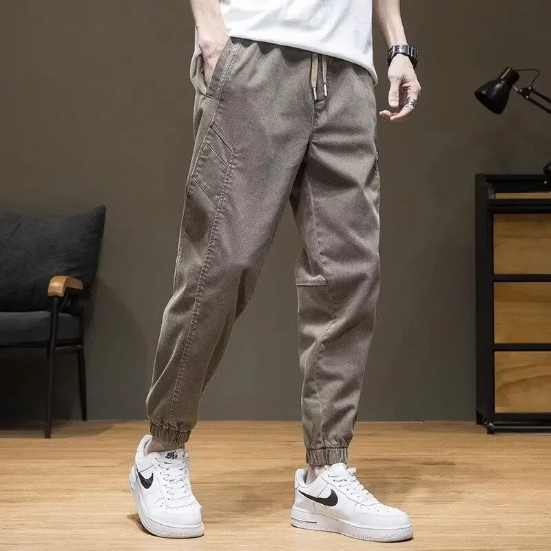 Spring Autumn Men's Pants Japan Fashion Men Clothing Elastic Waist Cargo Pants Men Casual Streetwear Pocket Joggers Pants Men