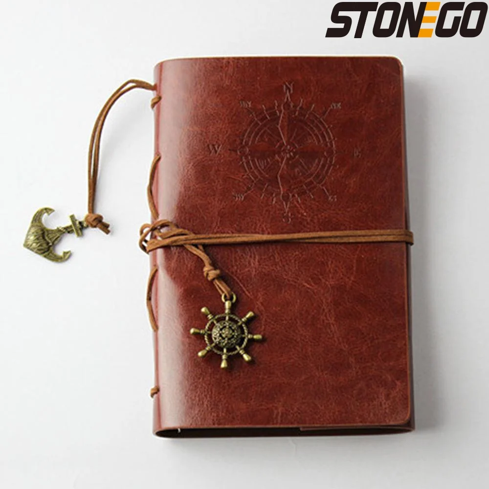 STONEGO Spiral Notebook Retro Diary Antique Pirate Anchor PU Leather Notebook A6 Replaceable Stationery Gift Travel Journal