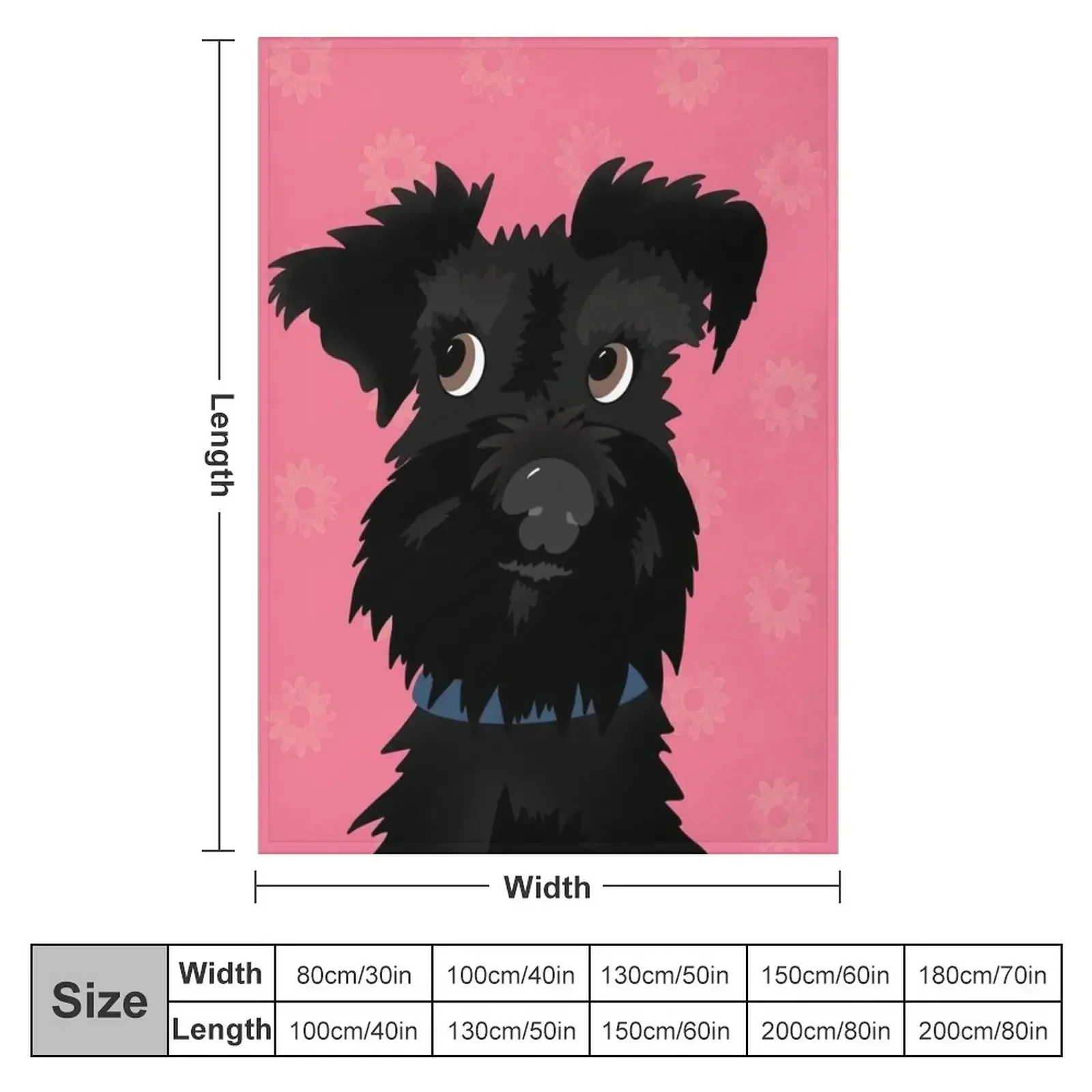 Black Miniature Schnauzer Dog with Pink Daisies Throw Blanket Beautifuls Designers valentine gift ideas Sofa Quilt Blankets