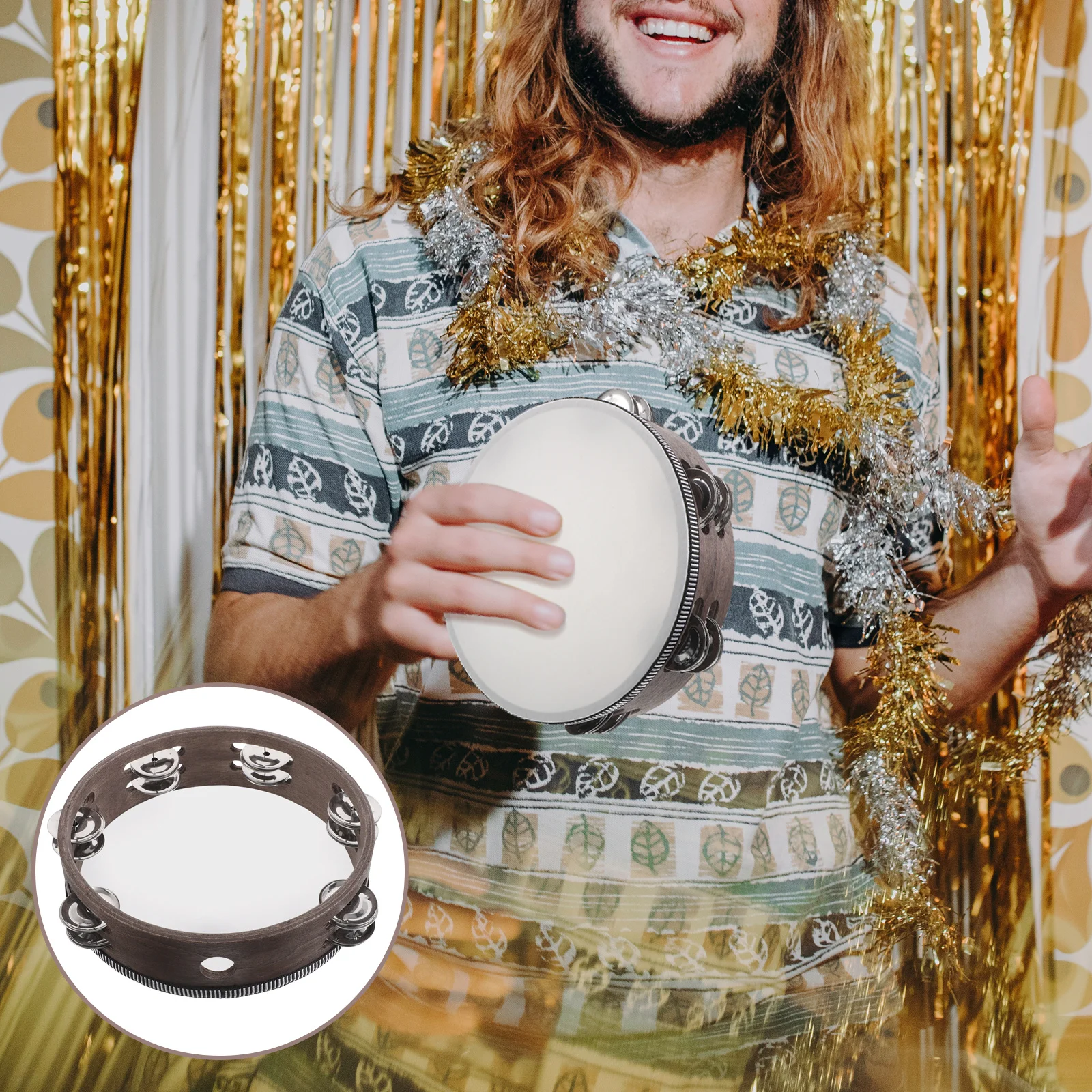 

Double Row Wooden Handheld Tambourine Kids Percussion Instrument Perfect for Preschool Classroom Music Activities