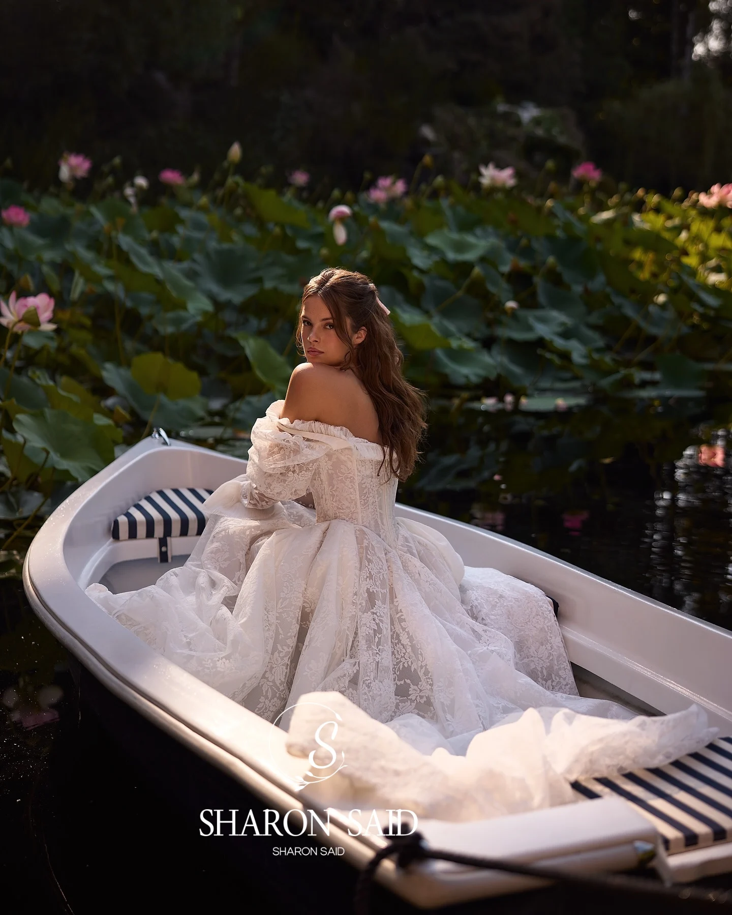 Sharon Said 2026 A-Line Princess Off White Lace Wedding Dress With Jacket Vintage Square Collar Bride Gown SW119 Customized
