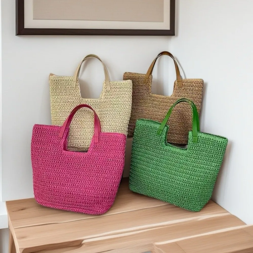 

Gift Vintage Style Straw Shoulder Bag Handmade Casual Woven Tote Bag Bohemian Eco-Friendly Shopping Bag Beach