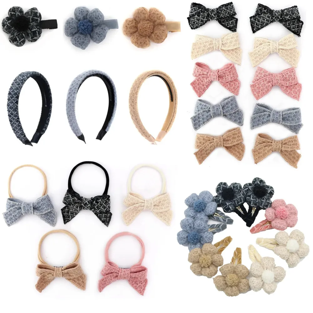 

Элегантная бархатная повязка для волос с бантом для детей, зимняя модная детская заколка, свежая повязка для волос, стильный аксессуар для волос