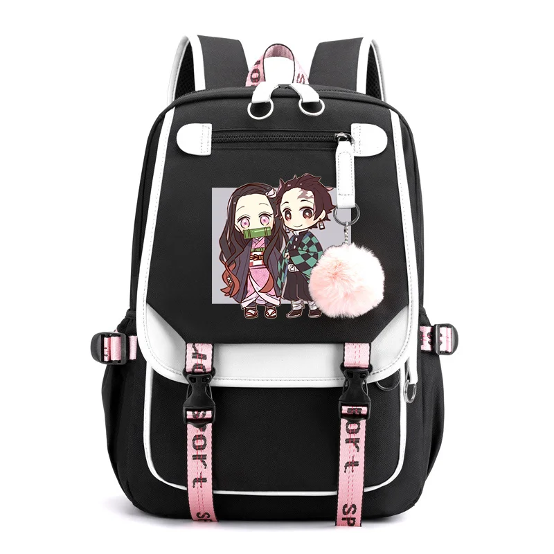 Bonito anime padrão harajuku mochila novo adolescente moda rua mochila escola mochila usb anime mochilas