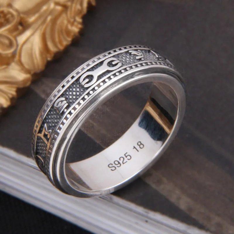 BOCAI S925 Sterling Silver Rings for Men Women Twelve Constellations Rotatable Solid Argentum Amulet Fashion Jewelry Wholesale