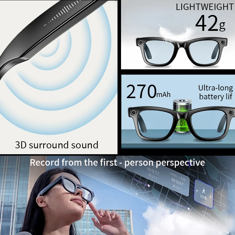 2025 New Upgrade Smart Glasses With Camera Video Recording AI Photo Recognition Bluetooth Call Translation Voice Sunglasses Men