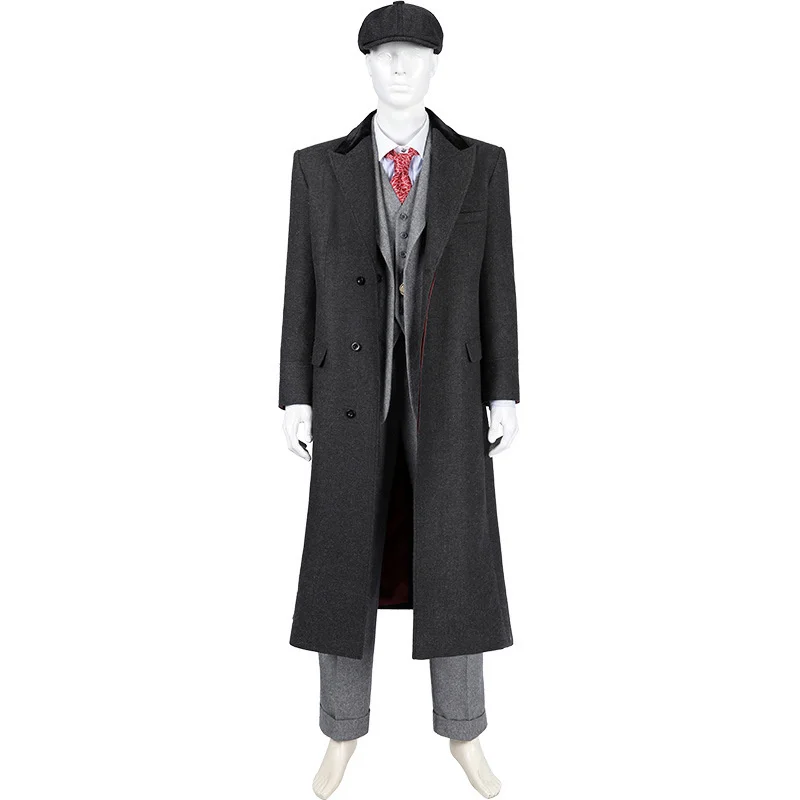 Tommy Shelby Cosplay Costume Men\'s Casual  Long Trench Coat Full Set  Halloween Carnival Party  Outfit