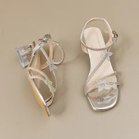 Sandals Women Shoe Block Heels New Girls Spring Chunky Retro High Comfort Fashion Rhinestone Scandals Ladies Pumps Crystal - Image 6