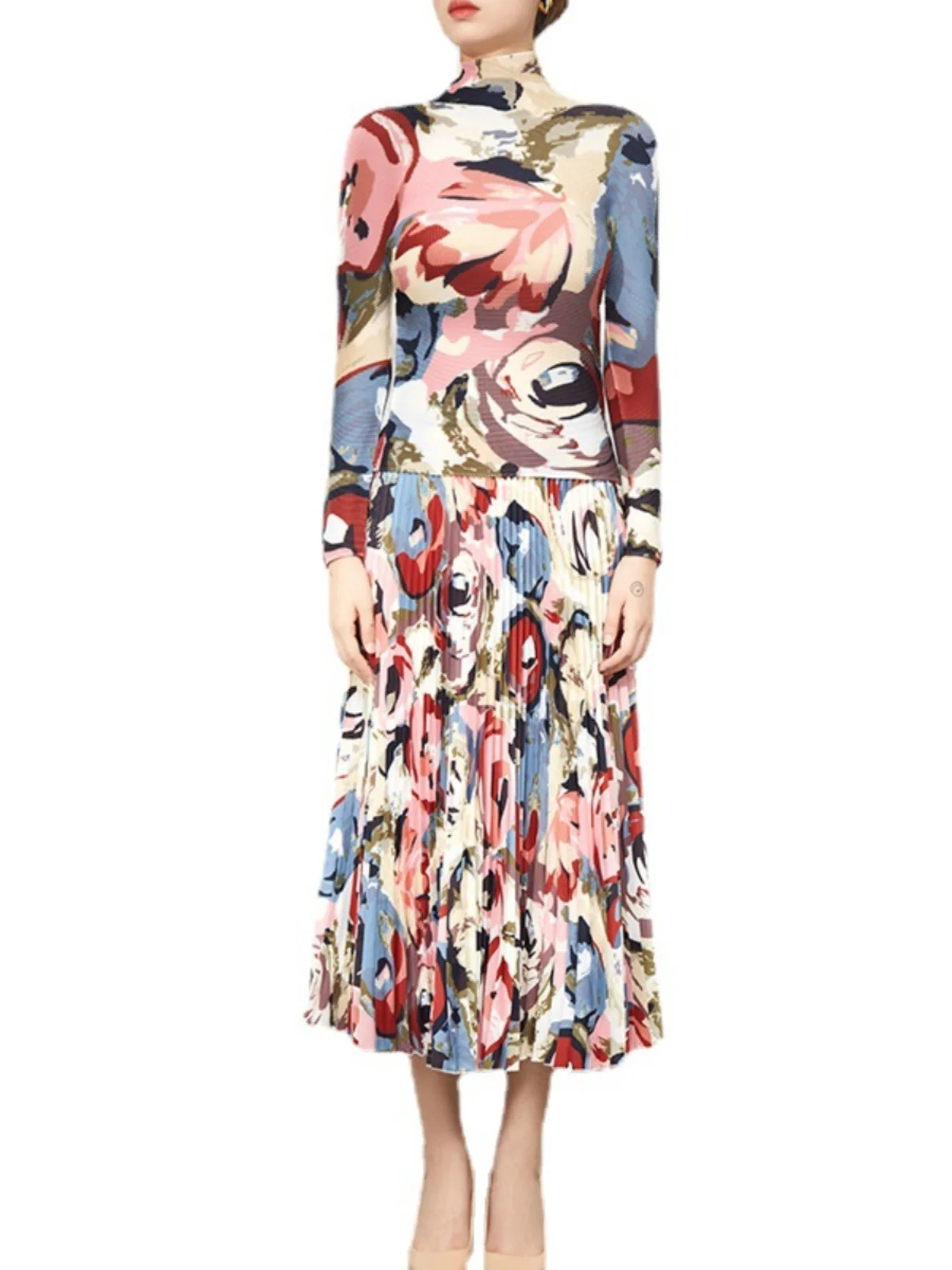 シワ防止折りたたみツーピースセット高級ファッションセミカラートップアンチエイジングミニスカートセット女性用カジュアルウェアポリエステル繊維