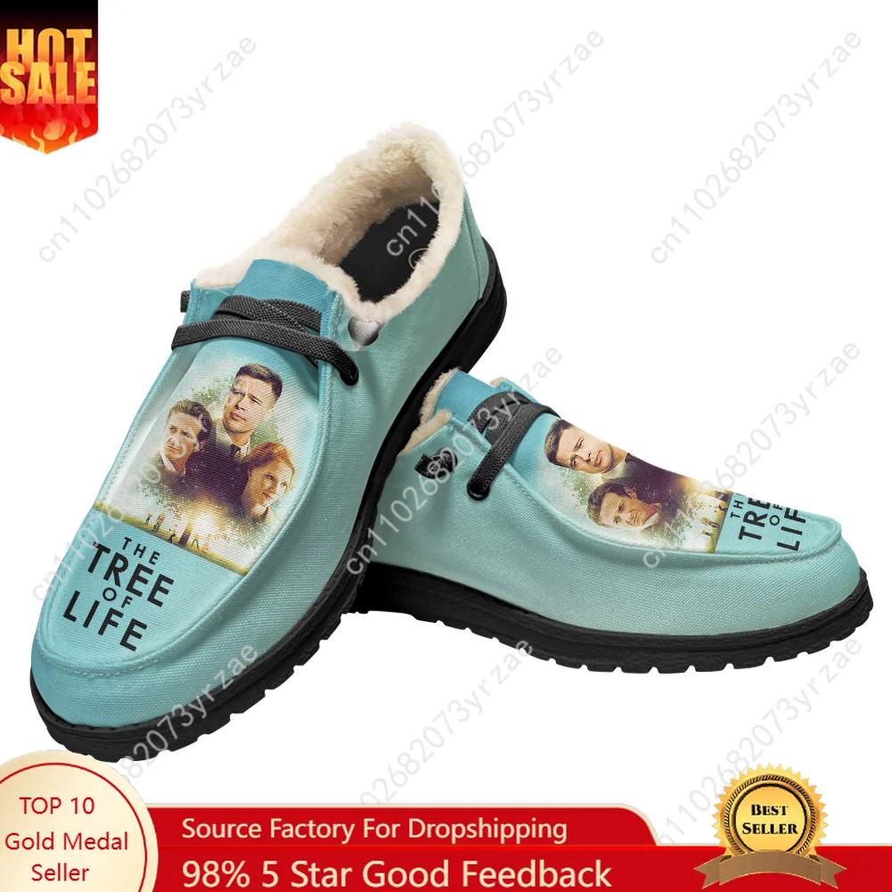 

The Tree of Life Velvet Flat Shoes Men Women Warm Shoe Indoor Outdoor Light Shoe Personalized Print Custom Made Couple Shoes