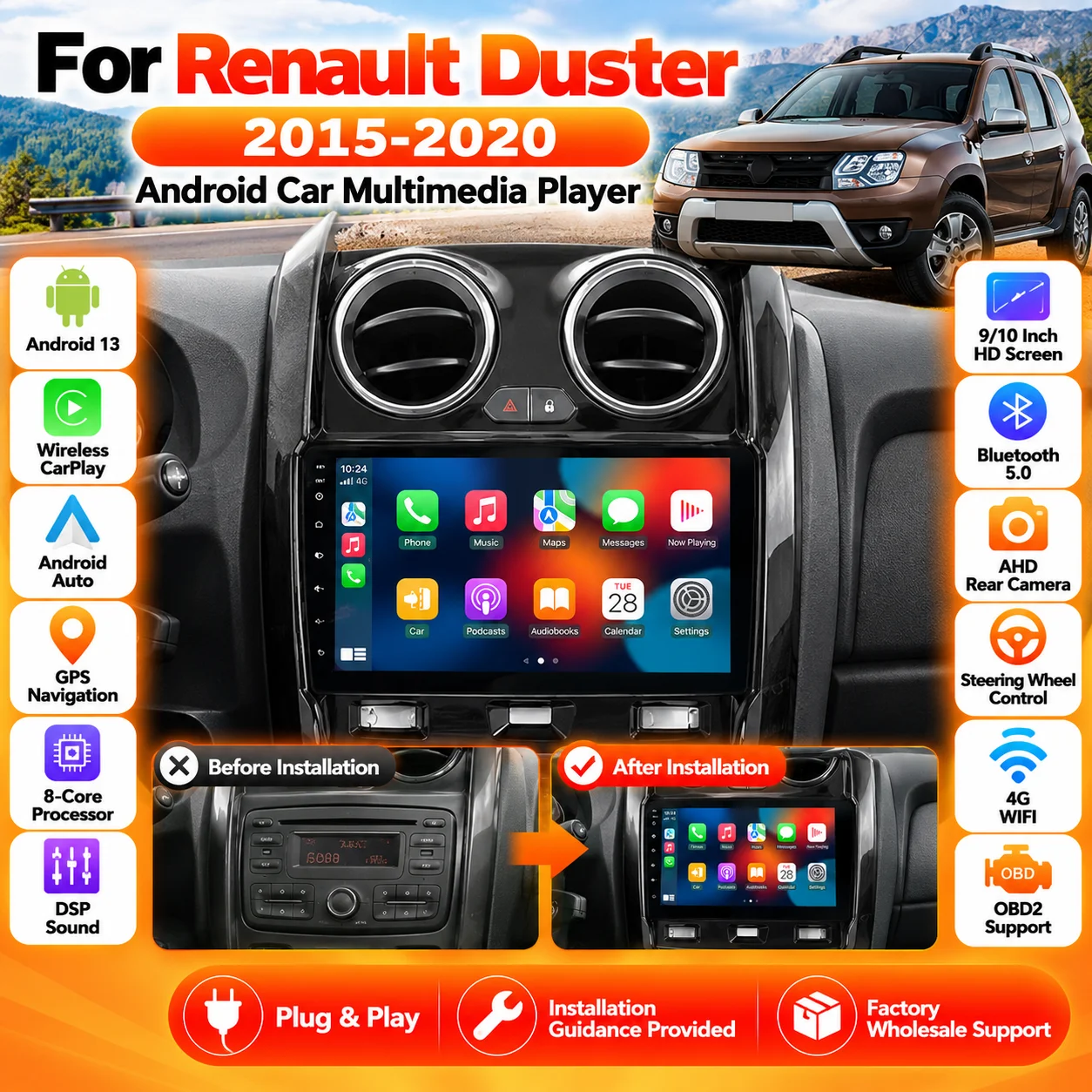 Android Car Radio GPS Navigation For Renault Duster 2015-2020 Multimedia Stereo Head Unit