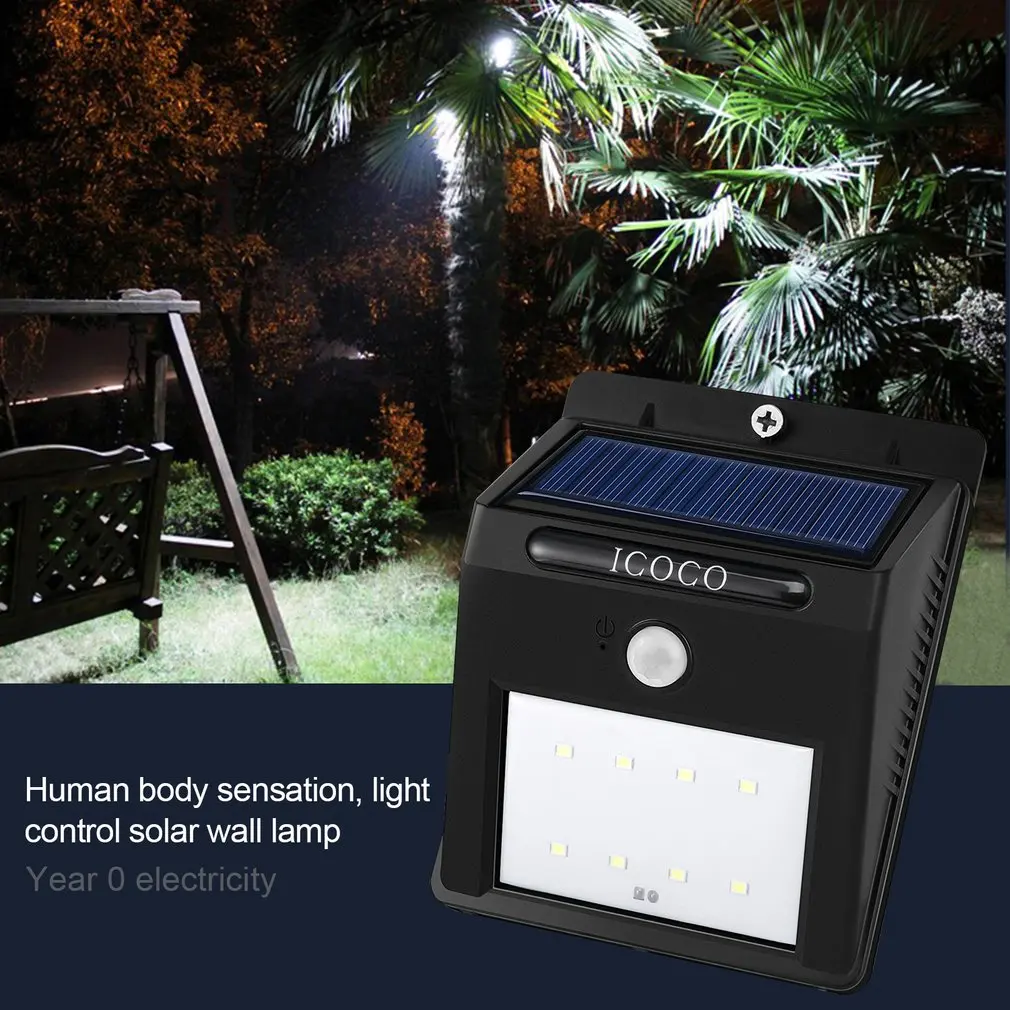 8 LED Solar Light PIR Motion Sensor Wall Light Outdoor Solar Lamp Waterproof Solar Powered Sunlight Street Lamp Garden Decor