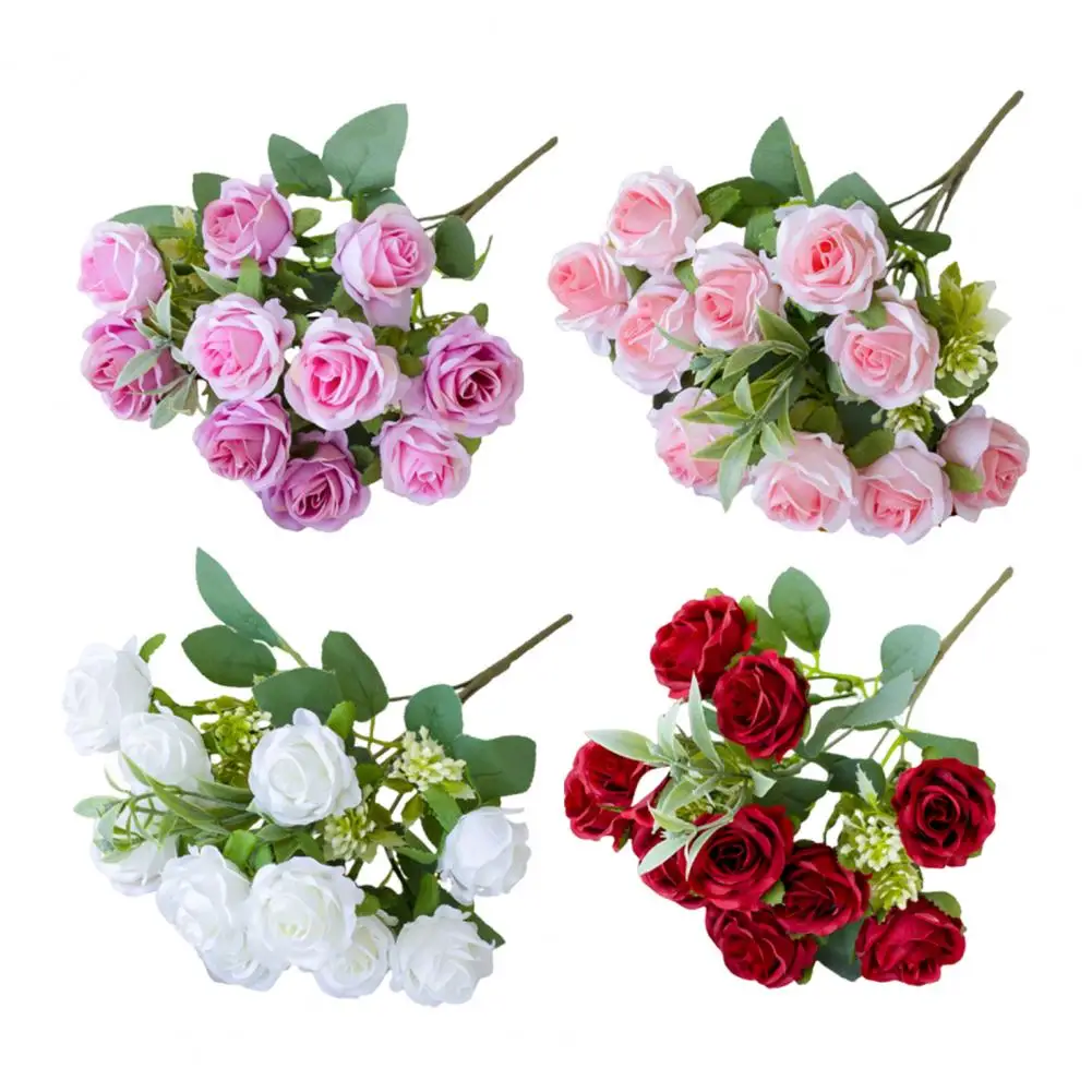 Easy-care Artificial Flowers Elegant Artificial Rose Flower Branch for Wedding Party Decor Realistic Reusable Bridal Bouquet