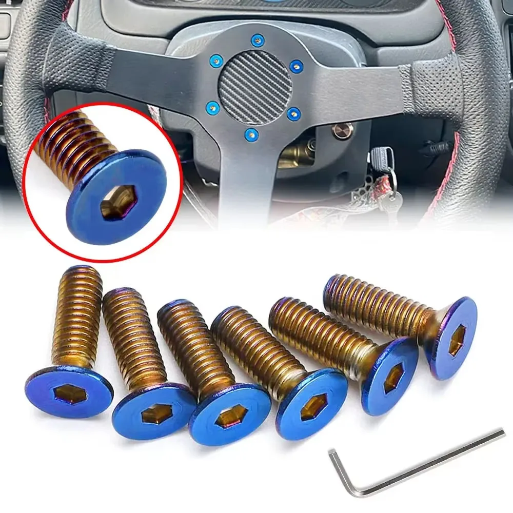6Pcs Car Steering Wheel Bolts Screws + Wrench Tool Set For Momo Nardi Personal NRG Works Bell Steering Hub Boss Kit view 3