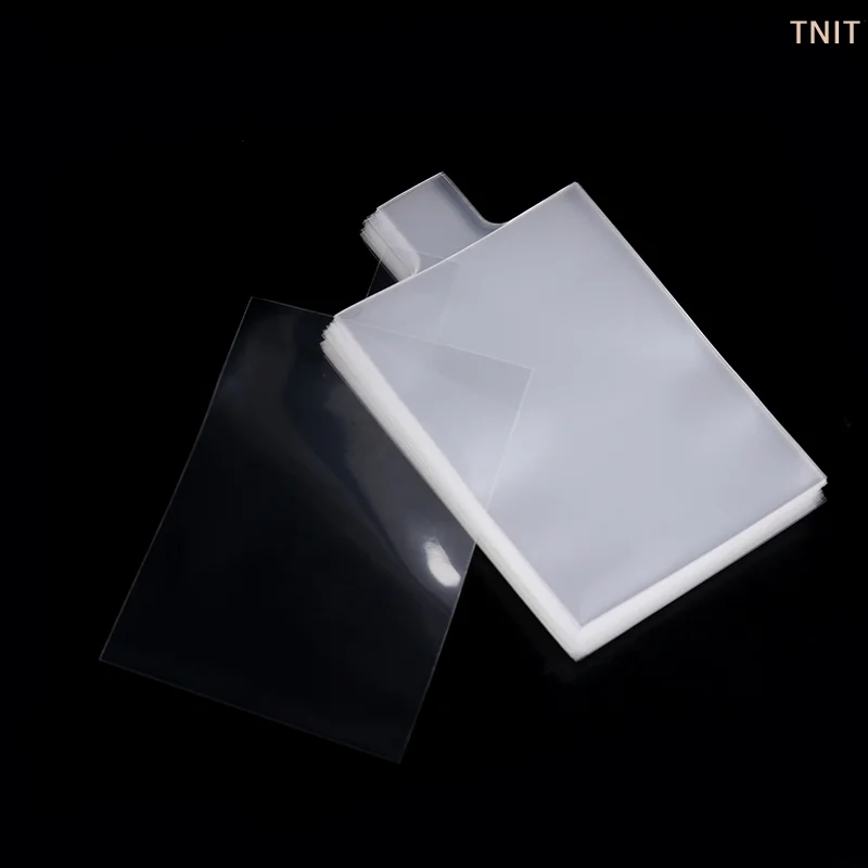 [J] 100Pcs Pull Tab Sleeves For Card Savers Semi-rigid Game Card Holders With Ears More Convenient Card Pickup