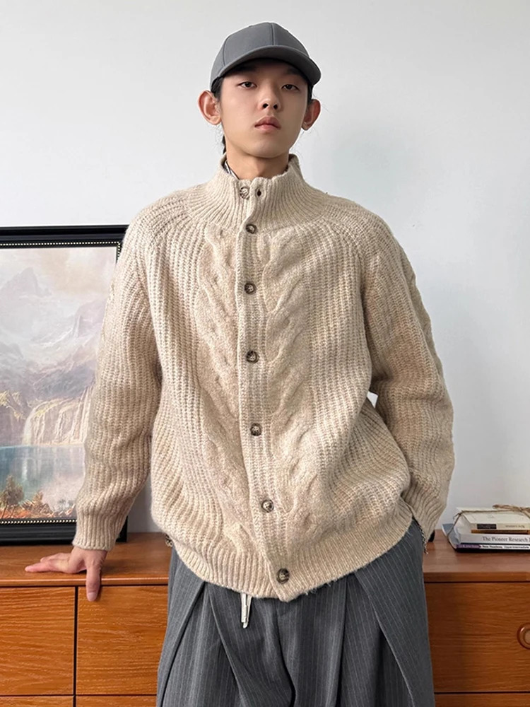 

Thiened f-High Collar Open Cardigan Sweater for Men Winter Warm Inner Wear Polyester Fiber Casual Sle Long Sve Knit...