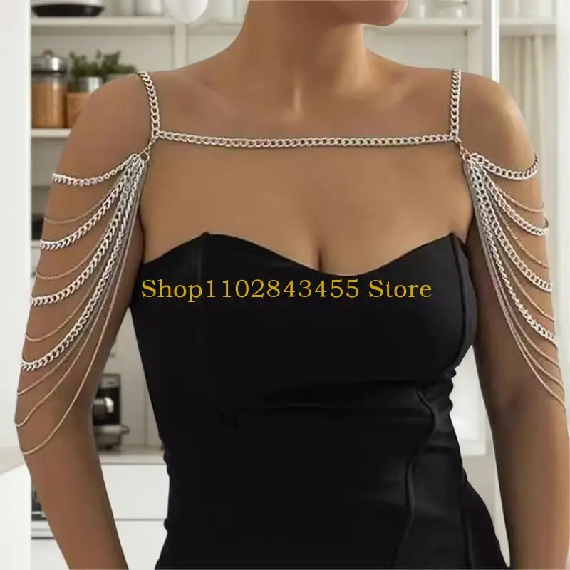 

49MC Stylish Layered Body Chain Trendy Adjustable Collar Necklace for Idol Dancer