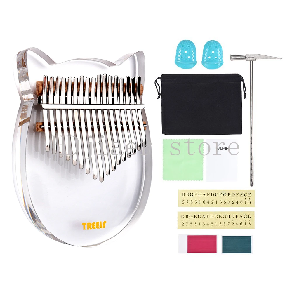 

Treelf Premium 17-Key Acrylic Transparent Kalimba - Bear or Cat Design