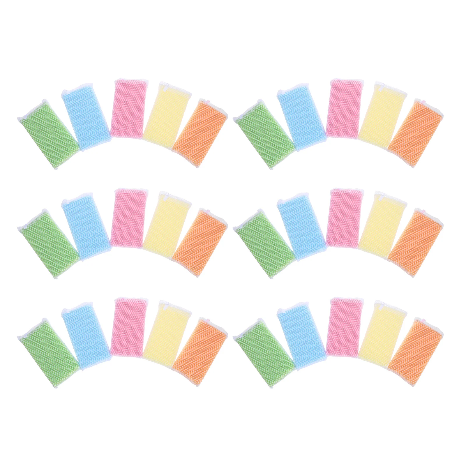 

30pcs Kitchen Cleaning Sponge Colorful Mesh Scrubber High Absorbency Dishwashing Pad - Reusable Multi-Purpose Sponge For