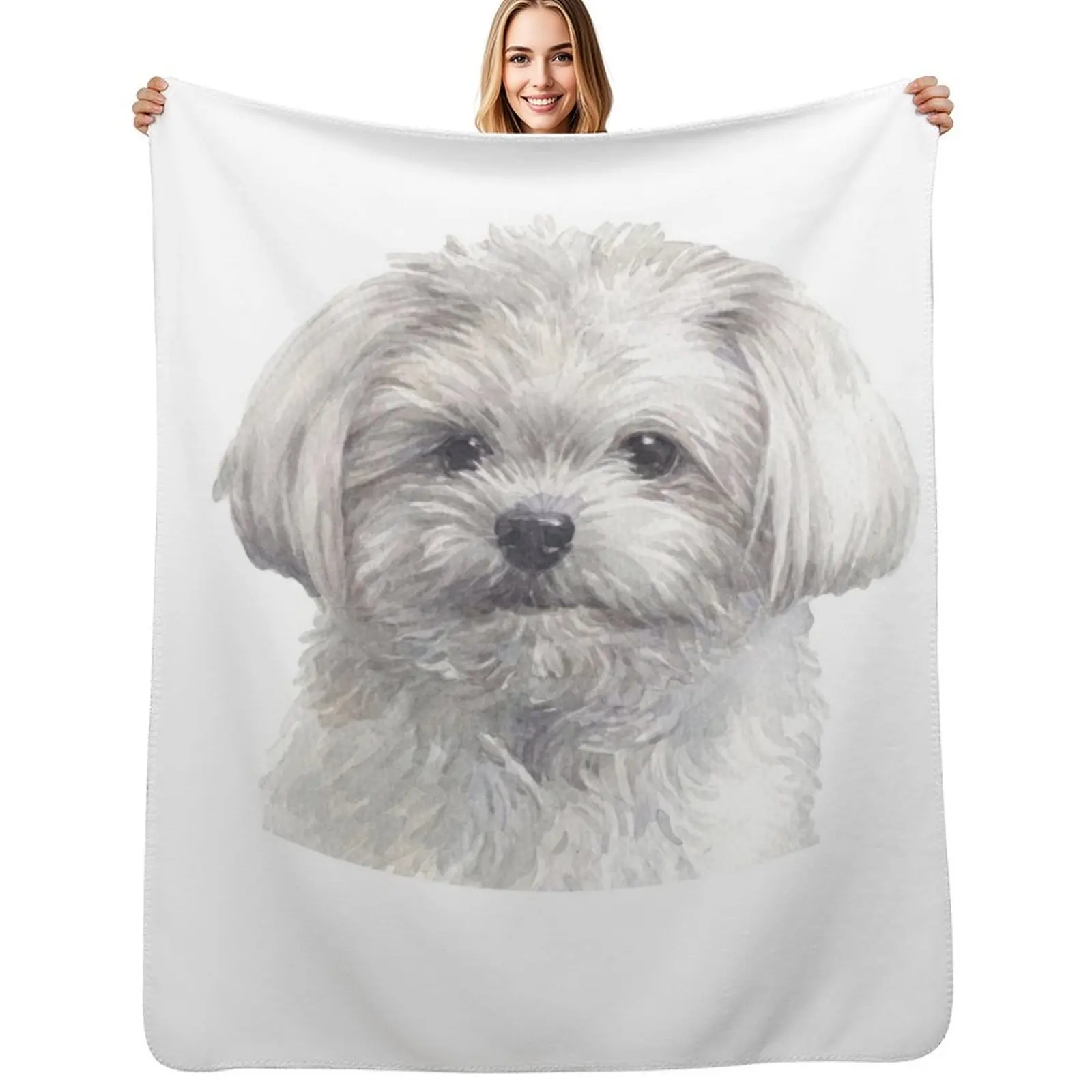 

Cute Maltese Watercolor Art Throw Blanket Single manga cosplay anime bed plaid Blankets