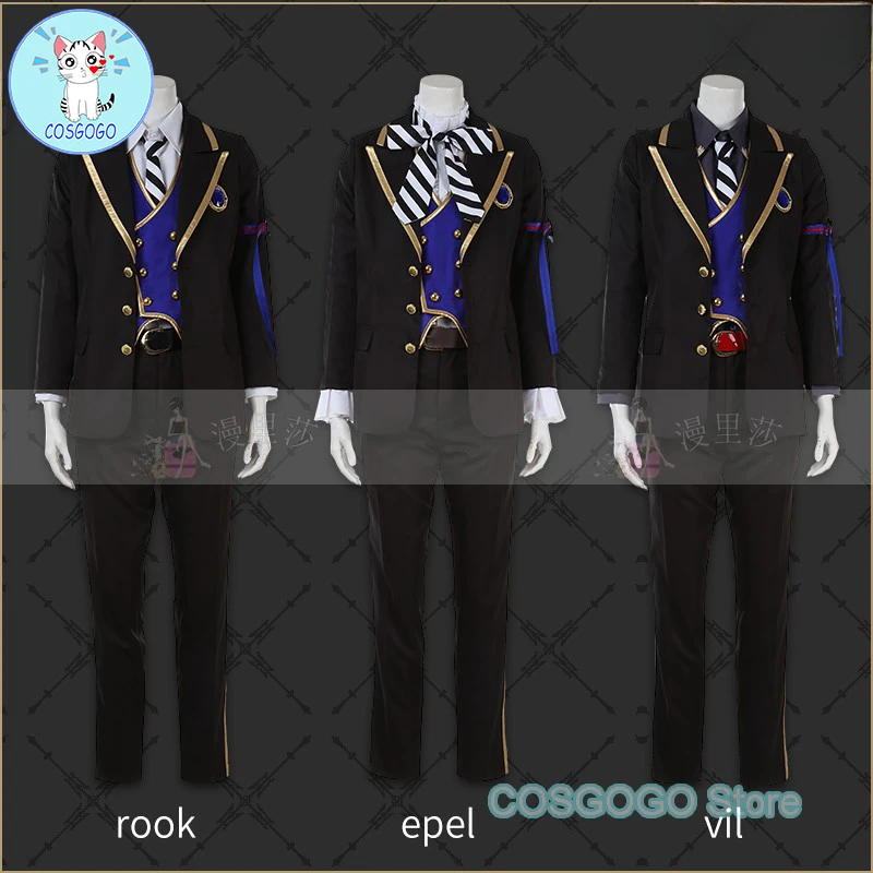 

[Customized] Twisted Wonderland POMEFIORE Rook / Epel / Vil Uniforms Cosplay Costume Halloween Game Coat Pants