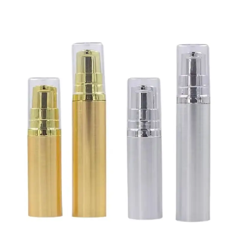 

50pcs Vacuum Bottles 5ml 10ml Gold Silver Cosmetic Sample Packaging Empty Plastic Airless Refillable Lotion Pump Bottles