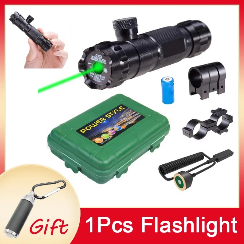 Tactical Hunting Green Laser Dot Sight Adjustable 532nm Red Laser Pointer Rifle Gun Scope Rail Barrel Pressure Switch Mount