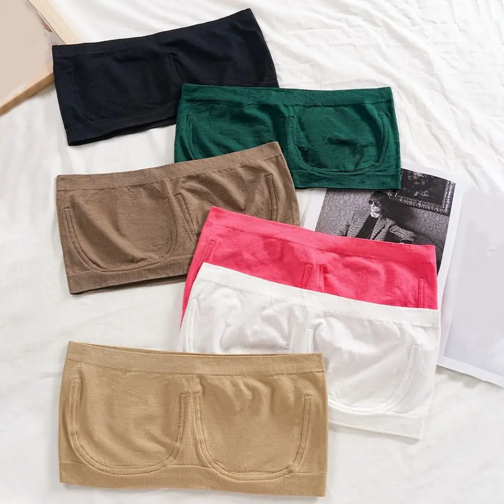 

Non Slip Strapless Invisible Bra Shockproof Close-fitting Brassiere for Women Front Buckle Tube Top Wireless Bralette Women