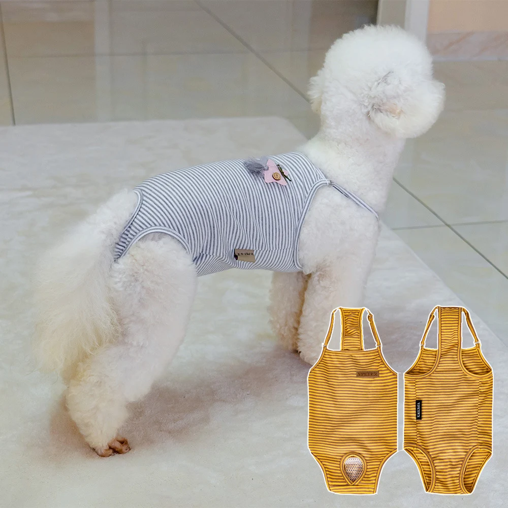 

Strips Female Dog Physiological Pants Washable Diapers Jumpsuit Dog Shorts For Small Medium Dogs Underwear Sanitary Panties
