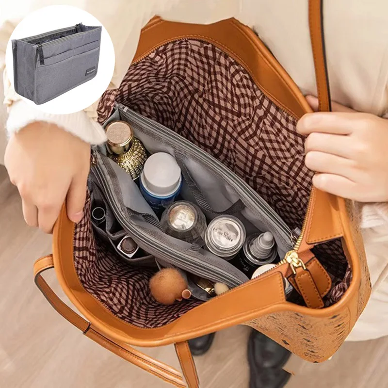Multifunctional Travel Toiletry Bag In Bags For Handbag Purse Double Zipper Insert Bag Large Capacity Cosmetic Pouch Bags-1/2Pcs