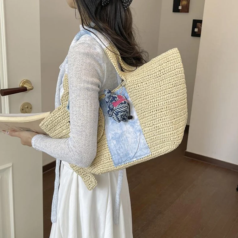 Elefantenförmige Schultertasche, Damen-Raffia-Strohtasche, Sommer-Strand-Urlaubstasche, Modische Chic-Tasche – Detail 13