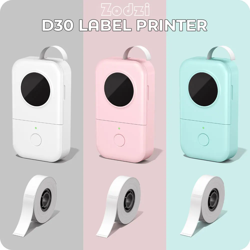 

Portable Label Printer Zodzi D30 Bluetooth Wireless Thermal Label Maker Compact Printing width Device (6-15mm) without Ink